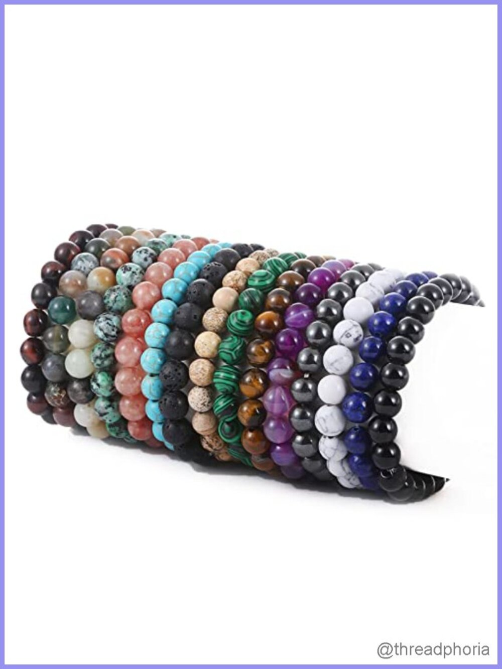 15 PCS 8mm Semi-Precious Gemstone Stretch Bracelets